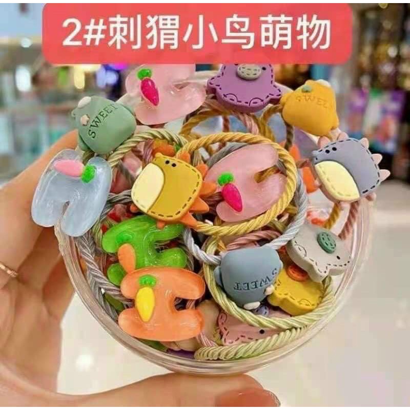 HỘP DÂY BUỘC TÓC 30 CHI TIẾT - HỘP DÂY BUỘC TÓC HỌA TIẾT ĐÁNG YÊU CHO BÉ