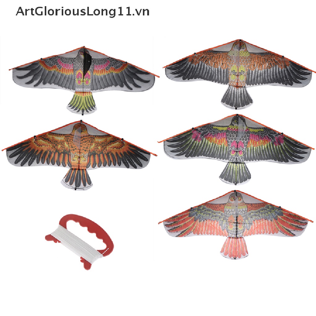 【ArtGloriousLong】 1Pc 1M Flat Eagle Kite With 50M Kite Line Children Flying Bird Kites Outdoor Toy .