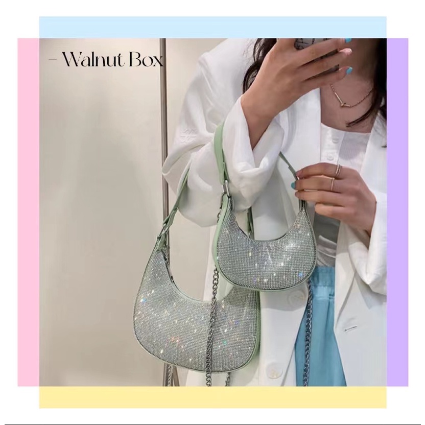 Túi Đeo Một Bên Vai Đính Đá Lấp Lánh Thời Trang Mùa Hè Mới 2021 Dễ Phối Đồ Cho Nữ