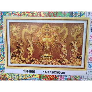 Tranh thêu thiên thủ thiên nhãn kt 120x60cm thêu kín.