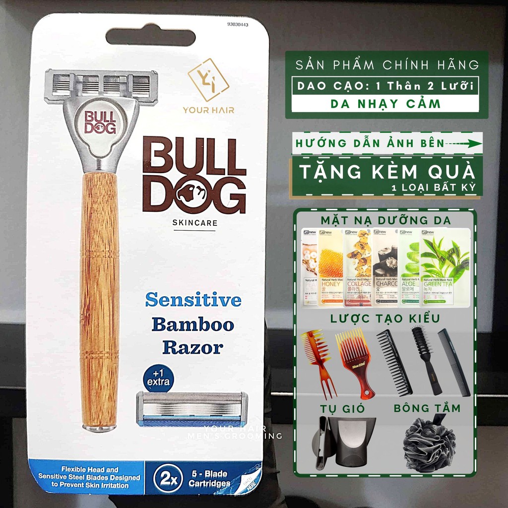 [Tặng kèm Quà] Dao cạo râu cho da nhạy cảm Bulldog Sensitive Bamboo Razor | Nhập khẩu chính hãng UK