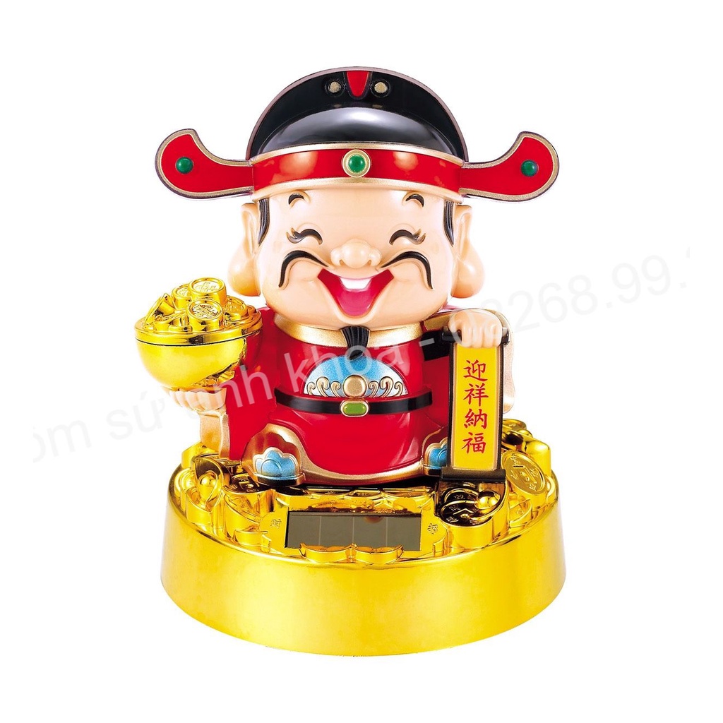 Tượng Ông Thần Tài Vẫy Tay Gật Đầu Mini Năng Lượng Mặt Trời thần tài trong nhà