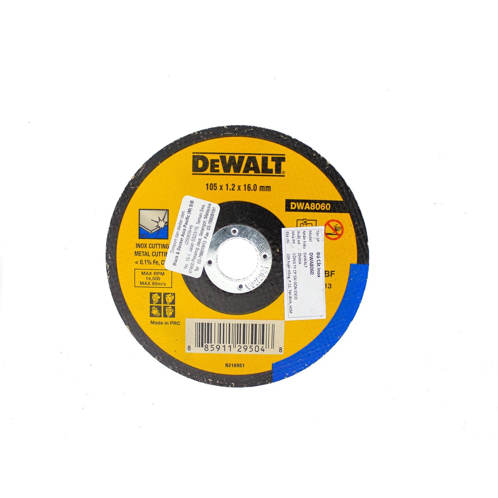 Đá cắt Inox Dewalt DWA8060|100 x 1.2 x 16mm| Chính hãng