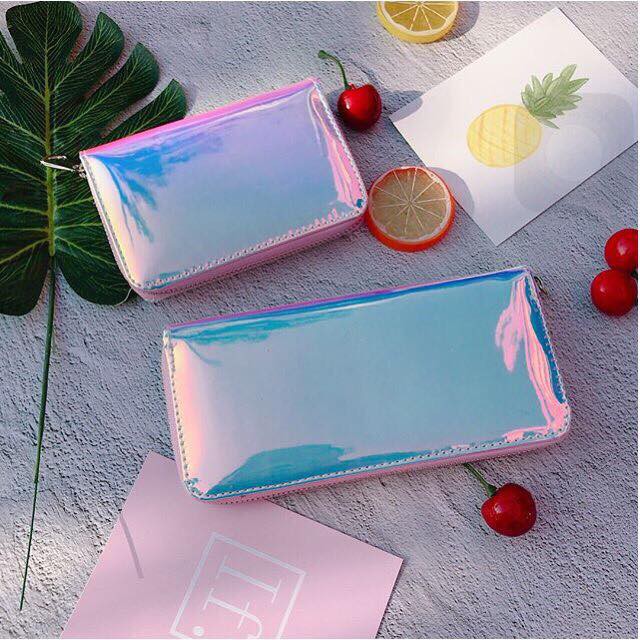 Bóp Ví Ngắn Nữ Cầm Tay Hologram Bóng Ánh Xanh Hồng Cực Chất Ảnh Chụp Thật 100% ! | BigBuy360 - bigbuy360.vn