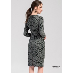 Váy len xanh chấm bi giúm eo MAZANO MS 19DCVA055HA