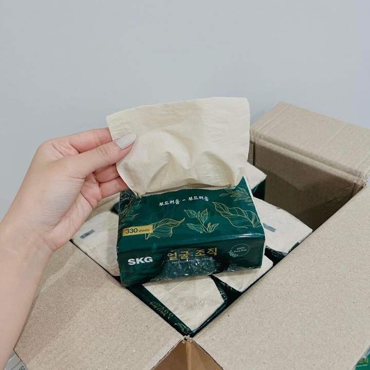 Khăn Giấy Rút Cao Cấp SKG Hàn Quốc Mềm Và Dai Không Chất Tẩy Trắng