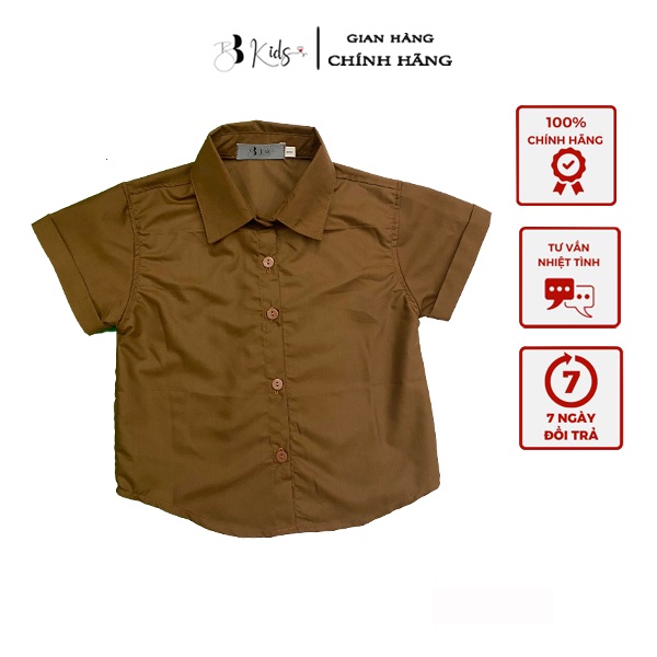Áo Sơ Mi Ngắn Tay BB Kids Phong Cách Hàn Quốc Cho Bé Trai ( Màu Nâu)