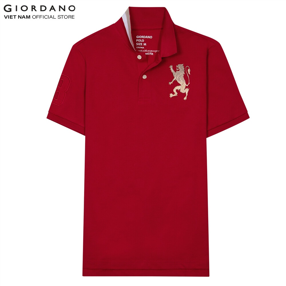 Áo Thun Nam Có Cổ Thêu Logo Sư Tử 3D Giordano 01012222