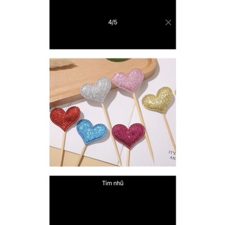 Que cắm bánh sinh nhật hình tim, sao ( 10 cây)