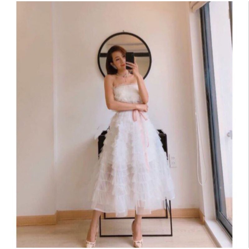 Đầm dự tiệc công chúa tầng hai dây mặc chụp ảnh cưới | BigBuy360 - bigbuy360.vn