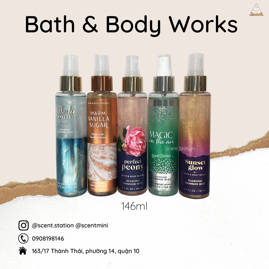 [Dạng nhũ] Xịt thơm cơ thể Body mist Bath &amp; Body Works 236ml