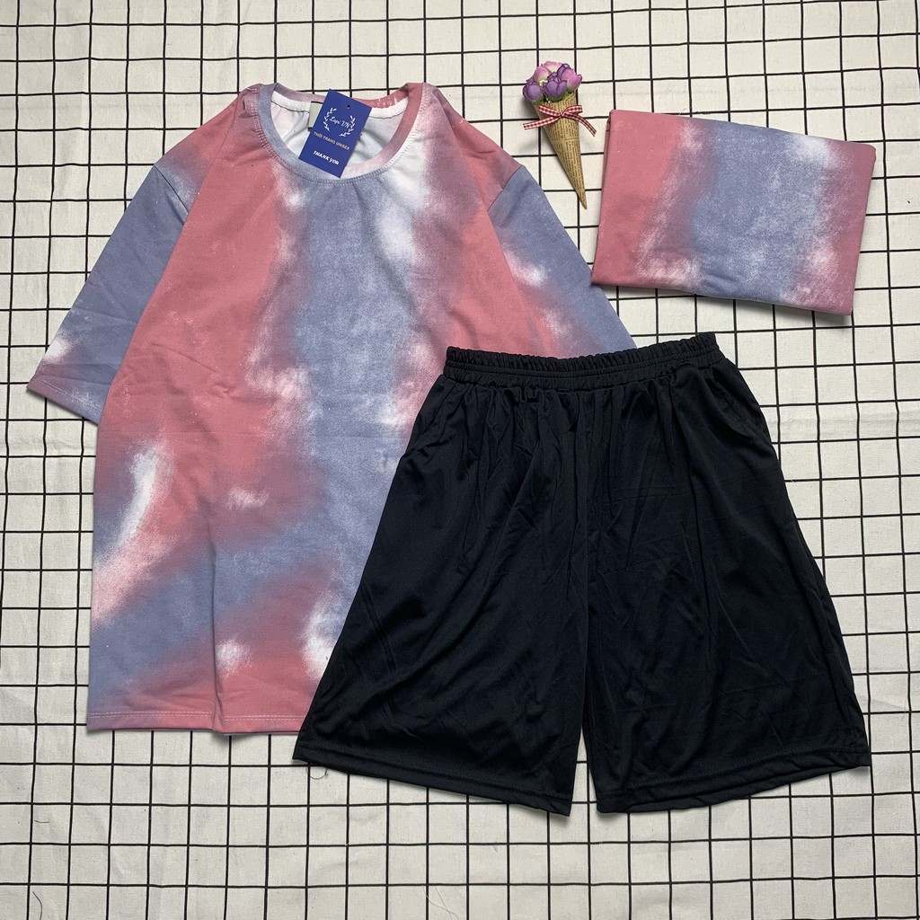 Set Bộ Loang Màu XHT001 Uniex Tay Lỡ Lapi VN, Đồ Bộ Cartoon, Freesize, Thun Cotton, Nam Nữ Đều Mặc Được