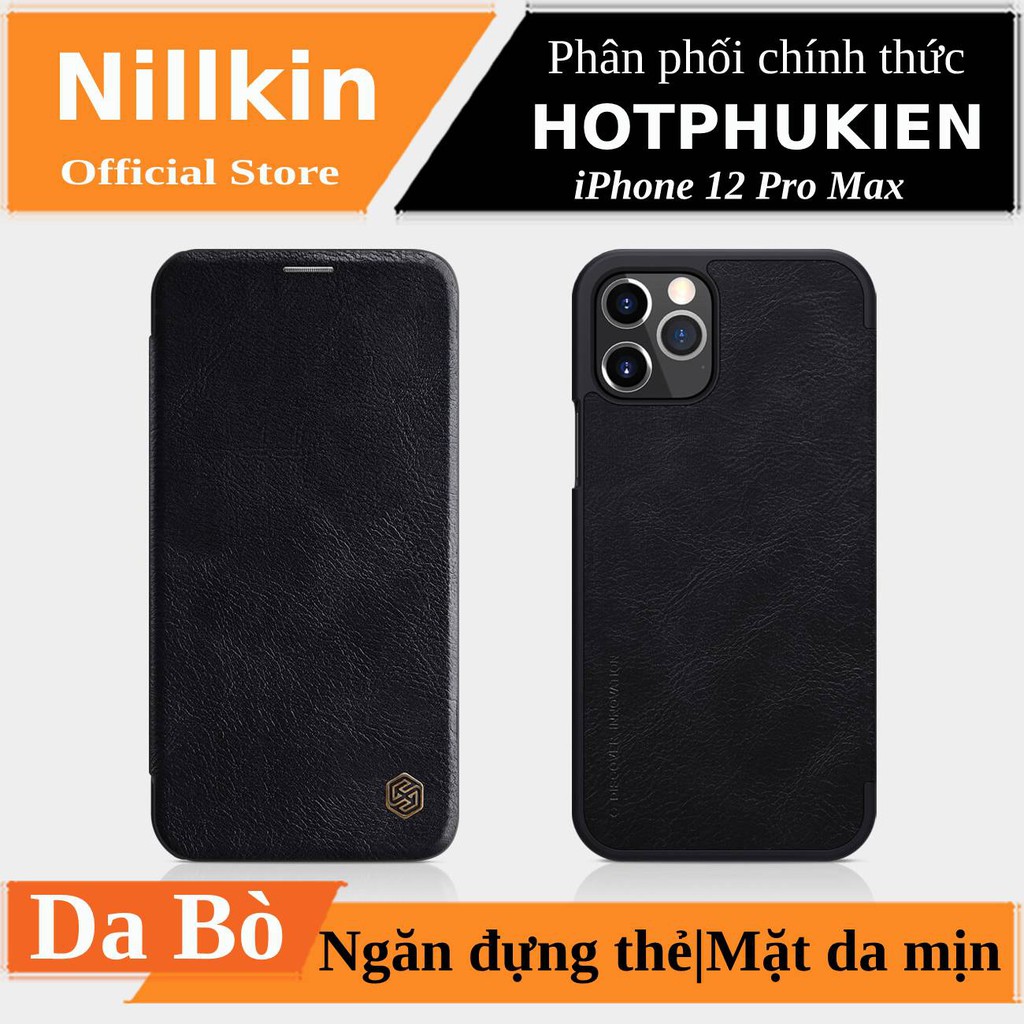 Bao da Leather cho iPhone 12 / 12 Mini / 12 Pro / 12 Pro max hiệu Nillkin Qin - Hàng chính hãng