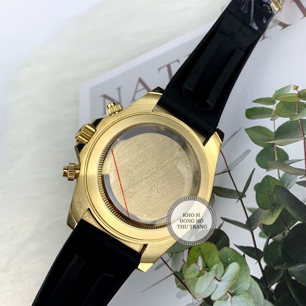 Đồng hồ nam Rolex cơ Automatic máy nhật mẫu 3 nút vàng chanh dây cao su số DẠ QUANG size 41-42mm