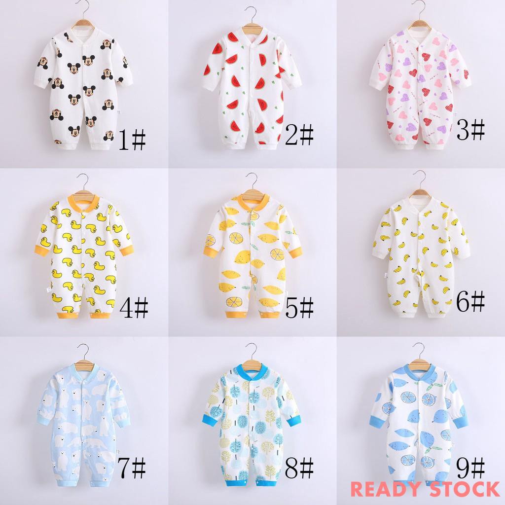 Áo liền quần Tay Dài Chất Cotton Cho Trẻ Sơ Sinh 0-12 Tháng Tuổi