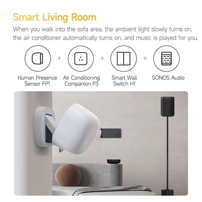 Cảm biến hiện diện người Aqara FP1 Human Presence Sensor, phát hiện chính xác bằng sóng microWave, tương thích HomeKit