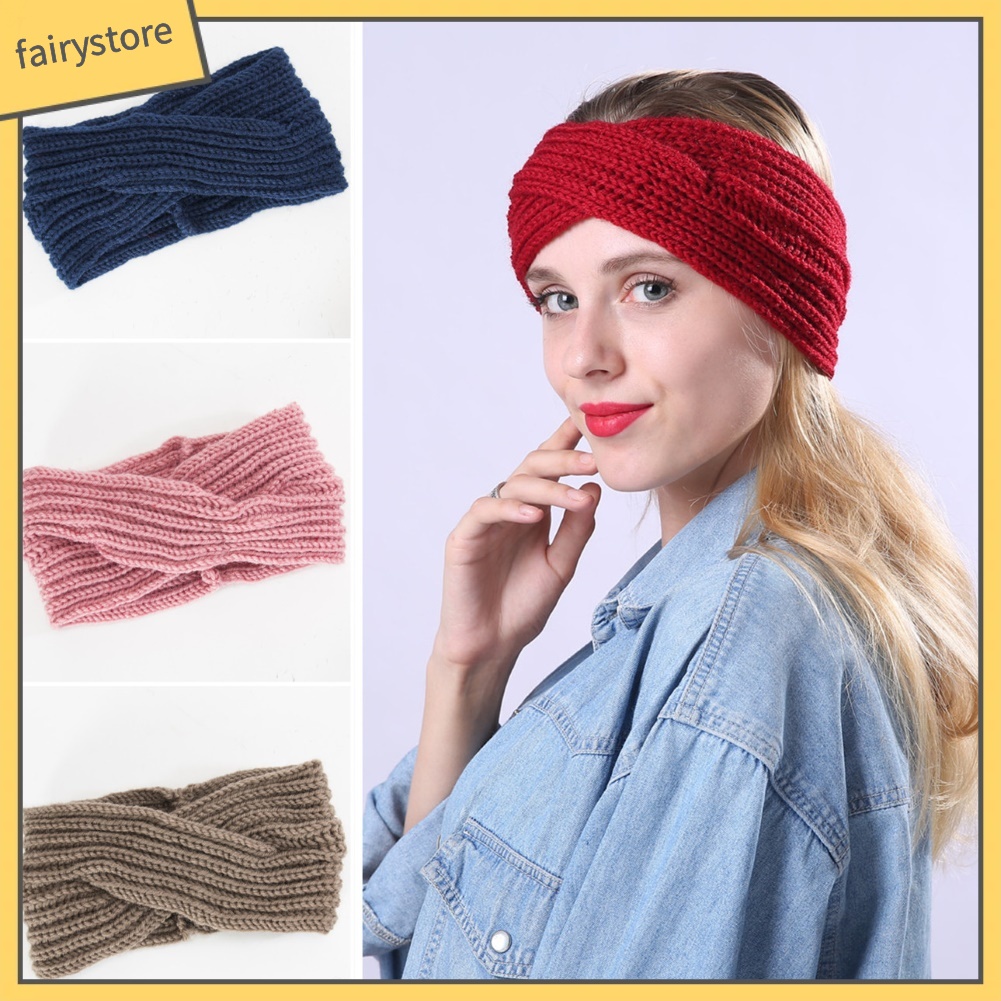 Băng Đô Dệt Kim Màu Trơn Thời Trang Giữ Ấm Cho Nữ