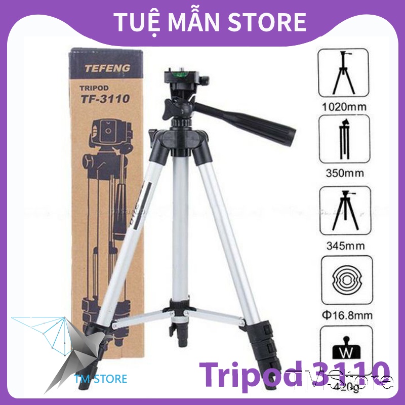 Gậy 3 chân chụp hình máy ảnh, điện thoại Tripod TF - 3110, Tripod chụp ảnh livetream, Chân đế điện thoại quay tiktok