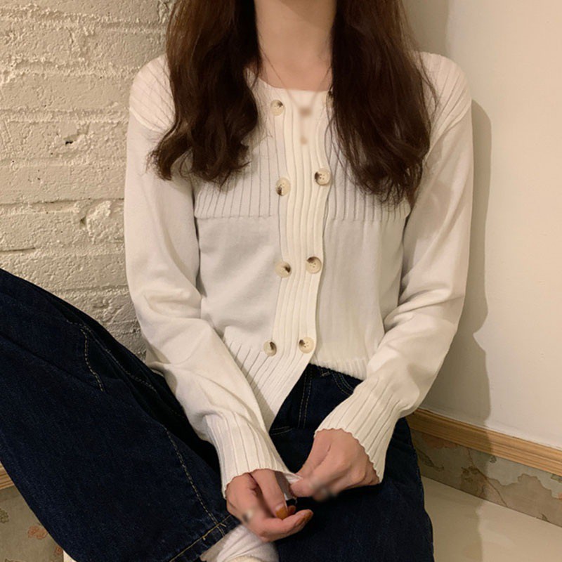 Áo Khoác Cardigan Cổ Vuông Dáng Rộng Cho Nữ