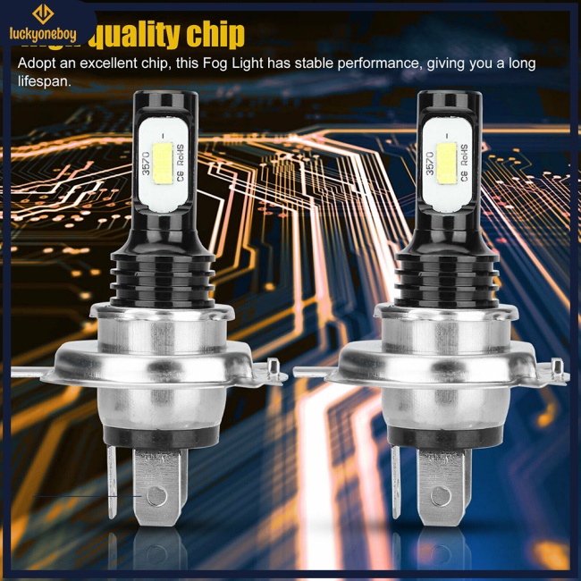 Đèn Pha Led H4 9003 Hb2 80w 3570 2 Bóng 6000k Ánh Sáng Đen Chất Lượng Cao Cho Xe Hơi