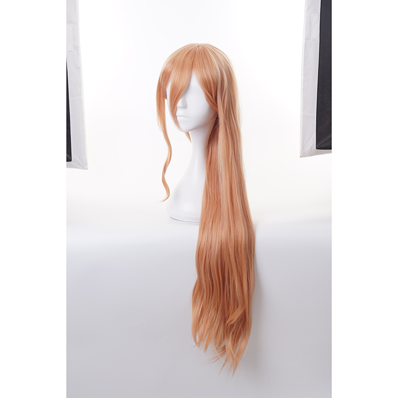 Tóc giả thẳng dài 90cm màu cam hóa trang thành nhân vật trong anime Chainsaw Man cho lễ halloween