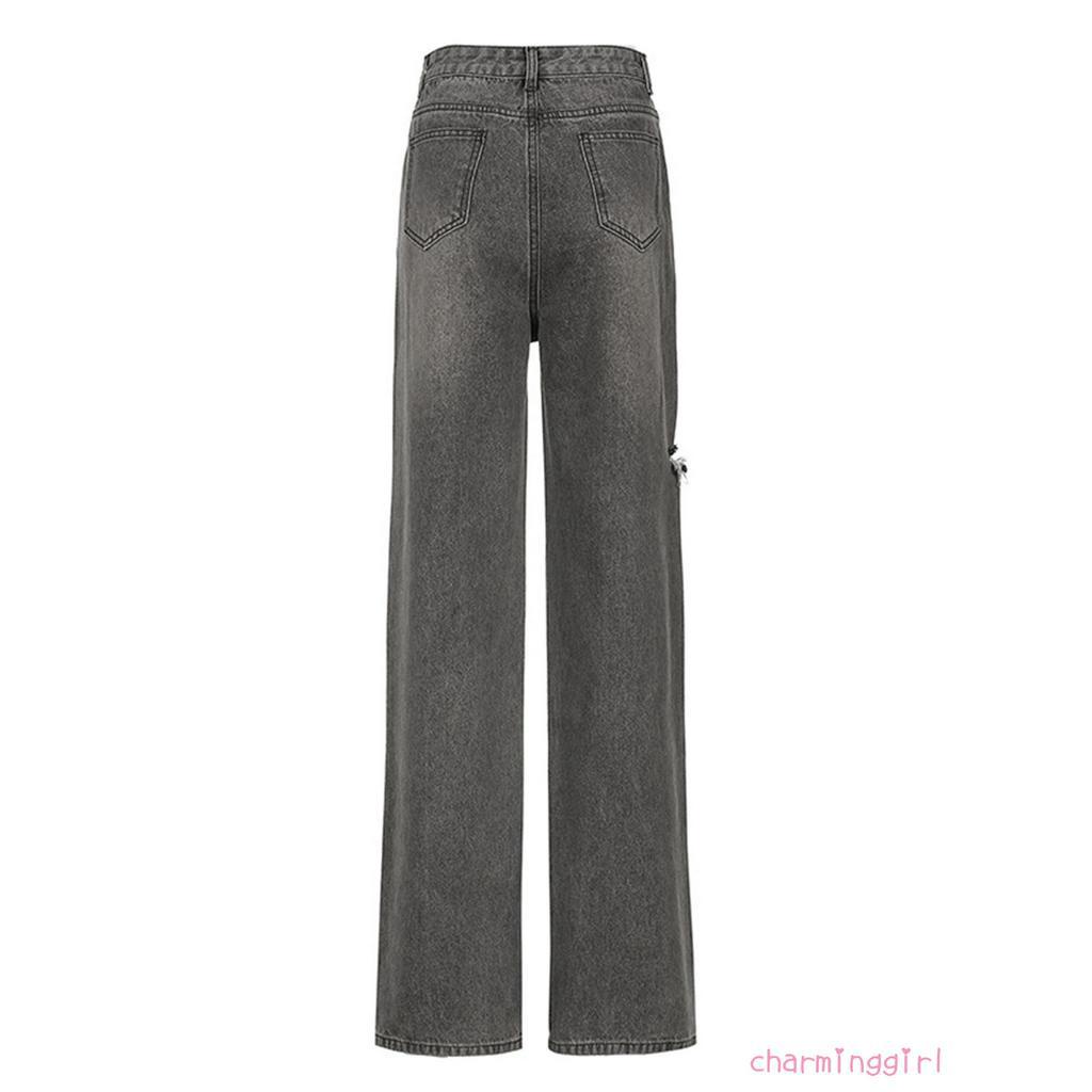 Quần Jeans Dài Ống Rộng Thời Trang Dành Cho Nữ