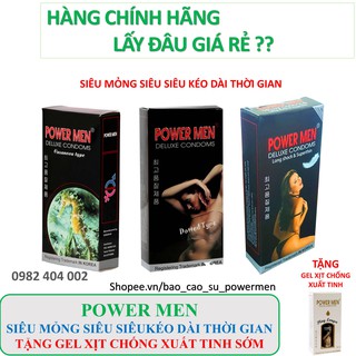 [BAO CAO SU POWERMEN] COMBO 3 hộp 36 bao cao su siêu mỏng gân gai siêu kéo dài thời gian POWERMEN
