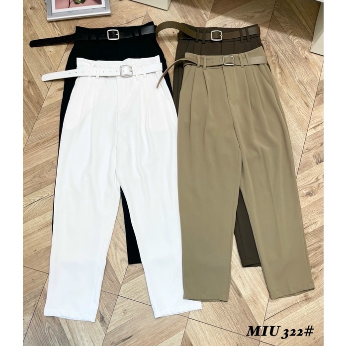 Quần baggy vải kèm đai vuông mã 322