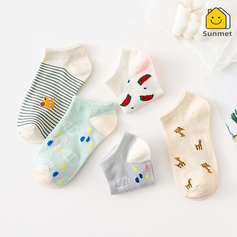[ Hàng Chất Lượng ] Vớ Cổ Thấp Họa Tiết Hoạt Hình Dễ Thương Xinh Xắn Vải Cotton Ulzzang Hàn Quốc Vớ Cổ ngắn nữ Nhật Bản