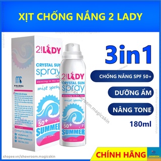 XỊT CHỐNG NẮNG 2LADY Crystal Sun Spray 3in1 👍 Chống nắng, dưỡng trắng, giữ ẩm ✔ CHÍNH HÃNG