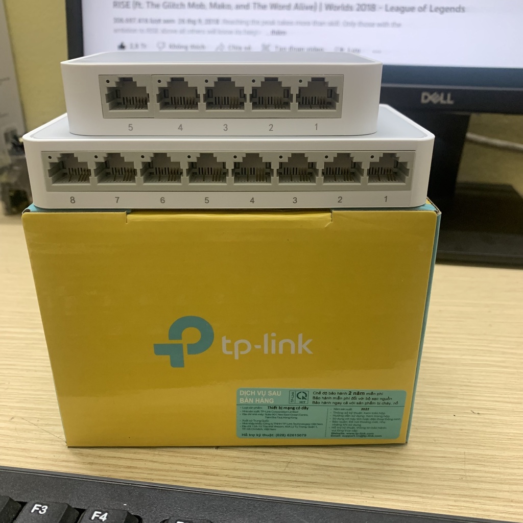 Bộ chia mạng lan, thiết bị chia mạng, Switch 5 cổng, 8 cổng TPlink tốc độ 10/100Mbps chân mạ vàng