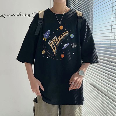 Áo thun nam nữ unisex form rộng tay lỡ phông teen cổ tròn oversize cotton TANAM giá rẻ màu đen trắng tee pull SamMy96