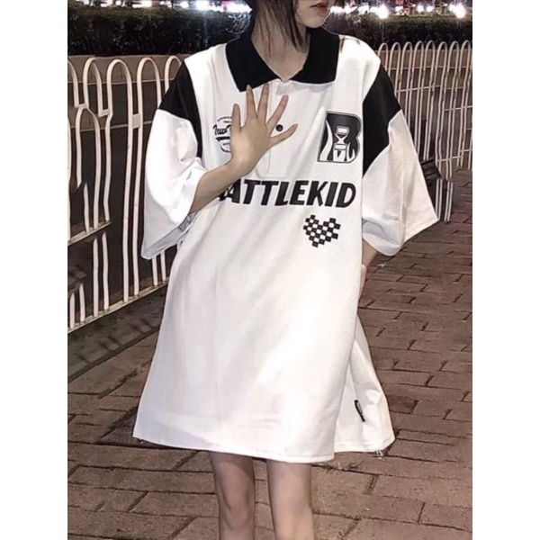 Áo thun cotton tay lỡ unisex -  - ÁO POLO VIỀN VAI BATTLEKID - - mẫu hot 2022 M136-