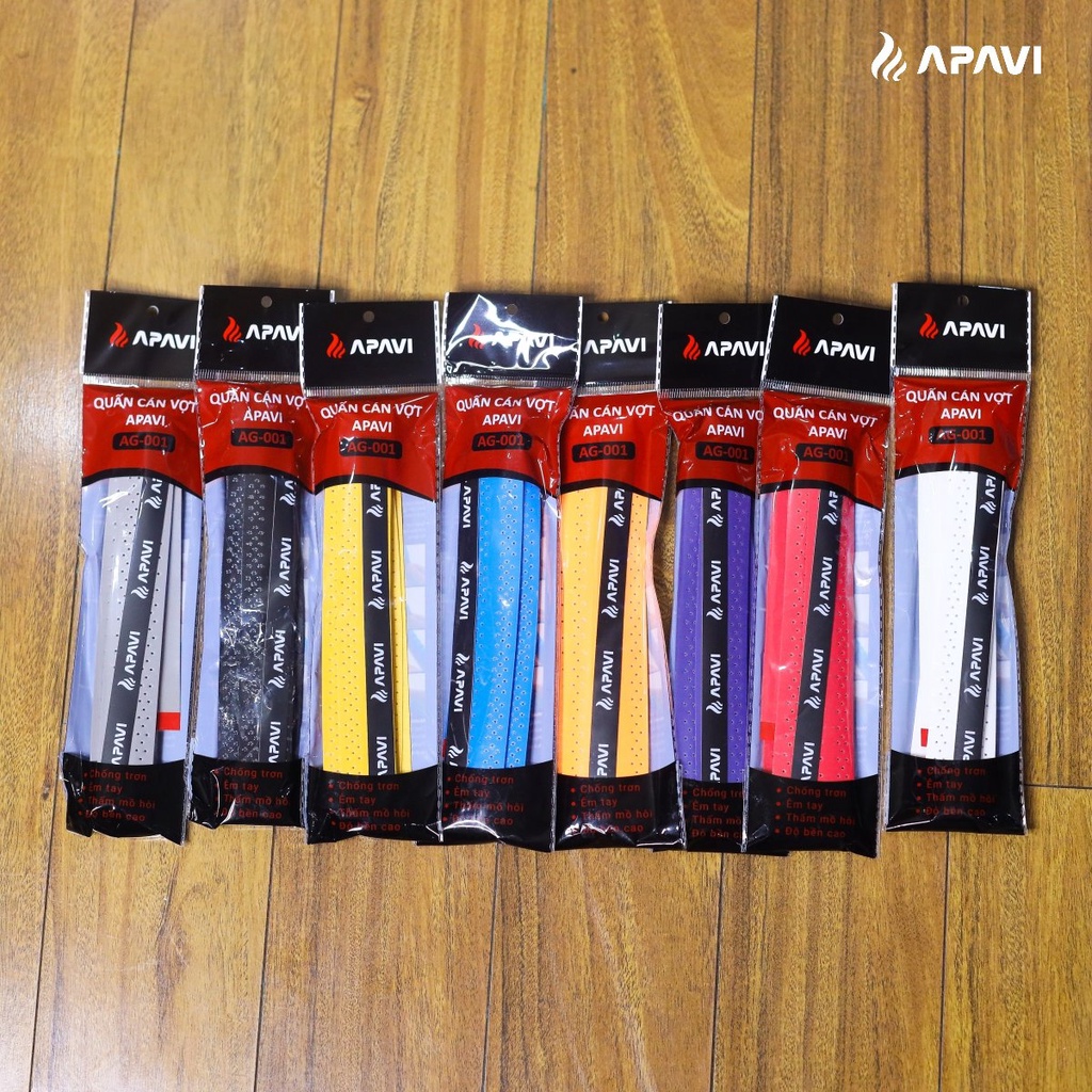 Quấn cán vợt cầu lông Apavi có Gân, lỗ thoáng khí bề mặt, êm tay, bám tay, thấm mồ hôi tốt