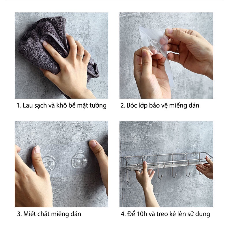 Kệ Để Đồ Nhà Bếp, Giá Để Gia Vị Phòng Bếp Kèm 6 Móc Treo Đồ Đa Năng