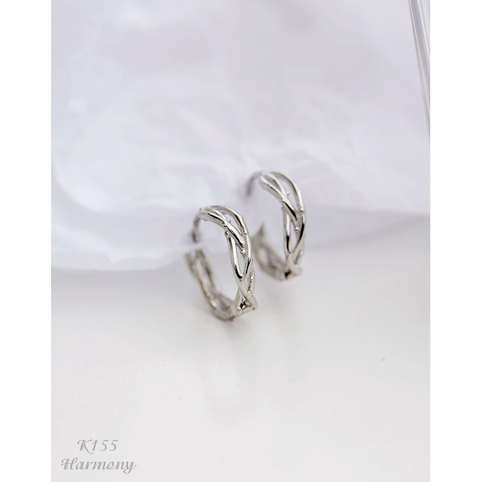 Bông tai, Khuyên tai nam nữ bạc Forest dáng tròn cá tính, độc đáo, unisex K155(1 chiếc)| GEMY SILVER