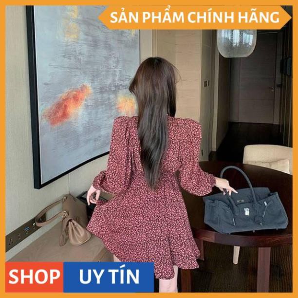 Đầm hoa xòe tay dài phồng nhẹ, cổ V xinh yêu, dự tiệc đi chơi bao đẹp sang sảnh cao cấp - Thời Trang VADA - D234