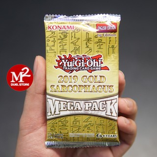 Túi thẻ bài Gold Sarcophagus Mega tin 2019 Yugioh - 16 lá bài thật do Konami sản xuất