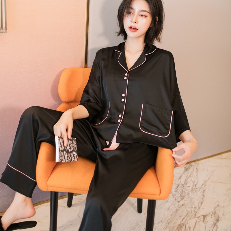 Bộ Ngủ Lụa, Bộ pijama, chất Siêu mềm mịn, Cam Kết không bai xù, phong cách thanh lịch, có thể mặc ở nhà hoặc ra ngoài | BigBuy360 - bigbuy360.vn