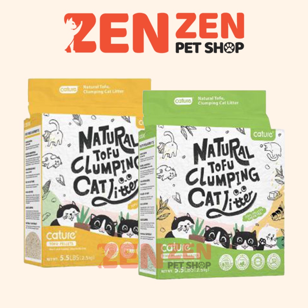 Cát vệ sinh cho mèo, Cát đậu nành CATURE Tofu Cat Litter, cát đậu phụ gói 6L 2.4kg hương trà xanh matcha, hương sữa