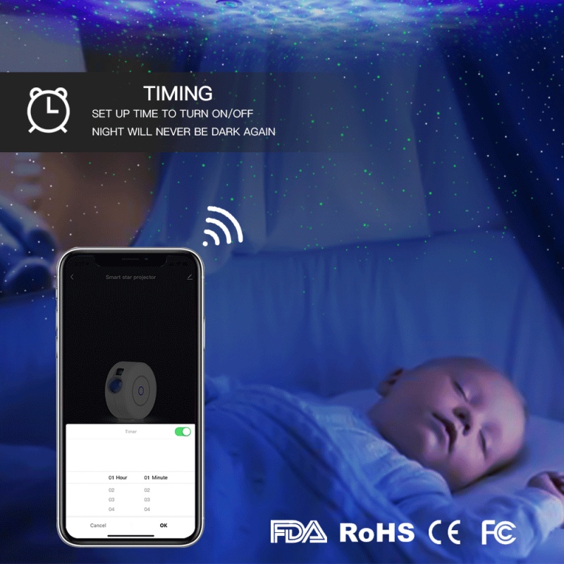 Máy chiếu đèn LED thông minh kết nối wifi không dây hình bầu trời đầy sao nhiều màu sắc