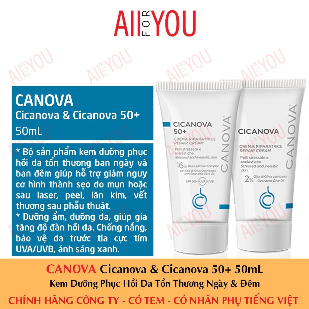 Canova Cicanova & Cicanova 50+  - Kem Dưỡng Phục Hồi Da Tổn Thương.