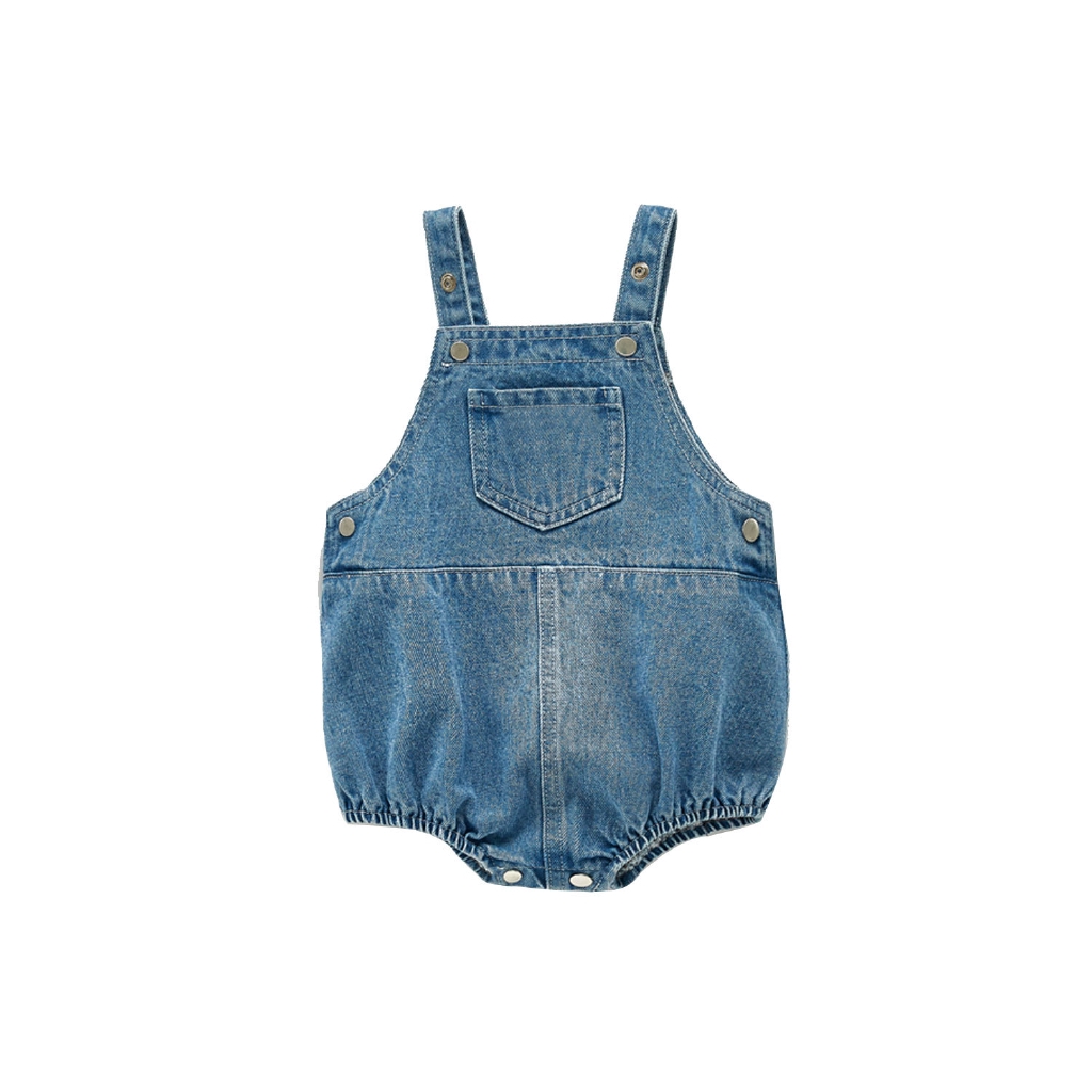 Bộ áo liền quần denim hai dây thời trang mùa thu mới dành cho cả bé trai và bé gái