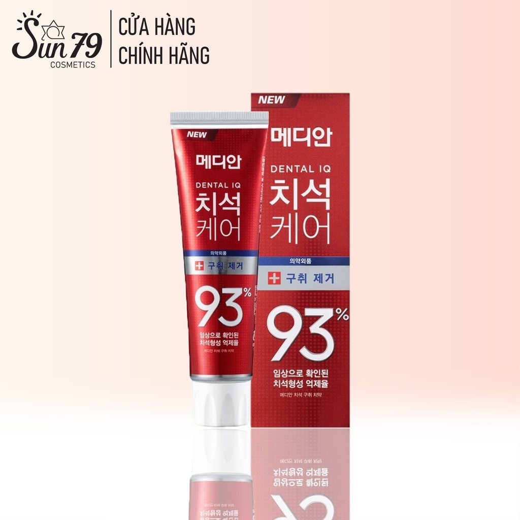 Kem Đánh Răng Giúp Trắng Răng,  Loại Bỏ Mùi Hôi Hương Bạc Hà Median Dental IQ 93% Breath Care 120g - Đỏ