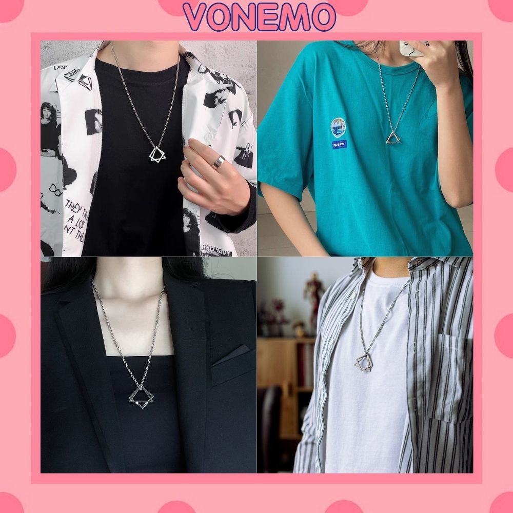 Dây chuyền Vonemo thiết kế mặt hình tam giác vuông unisex PK15