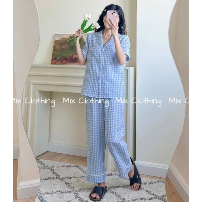 siêu phẩm bộ pyjama [xốp kẻ cộc dài ] dài siêu hot