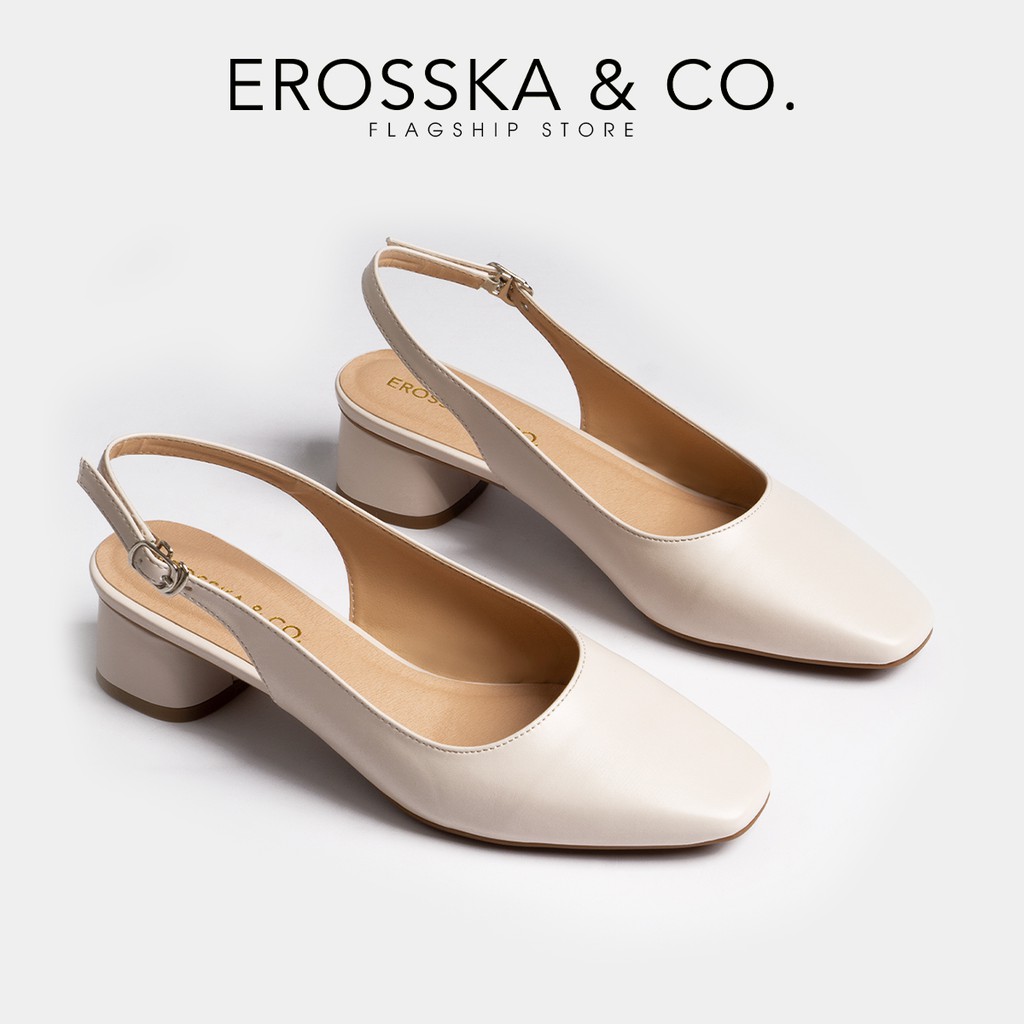 Giày cao gót slingback Erosska mũi vuông kiểu dáng basic gót vuông vững chắc màu đen _ EL013 | BigBuy360 - bigbuy360.vn