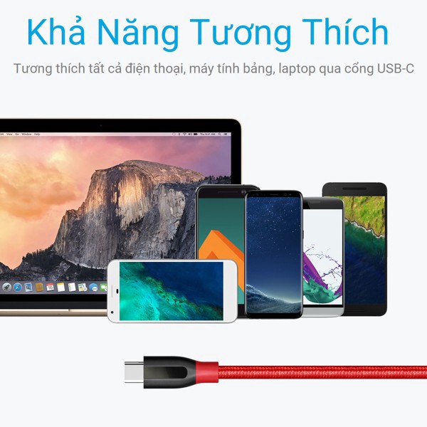 Cáp sạc ANKER PowerLine+ USB-C ra USB 3.0 dài 0.9m - A8168