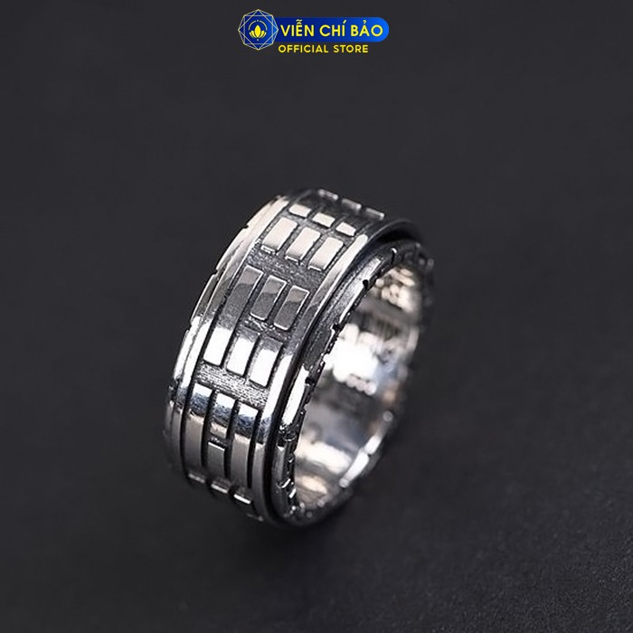 Nhẫn bạc nam Thái Cực Đồ Thuyết bát quái xoay chất liệu bạc Thái 925 thương hiệu Viễn Chí Bảo N100699