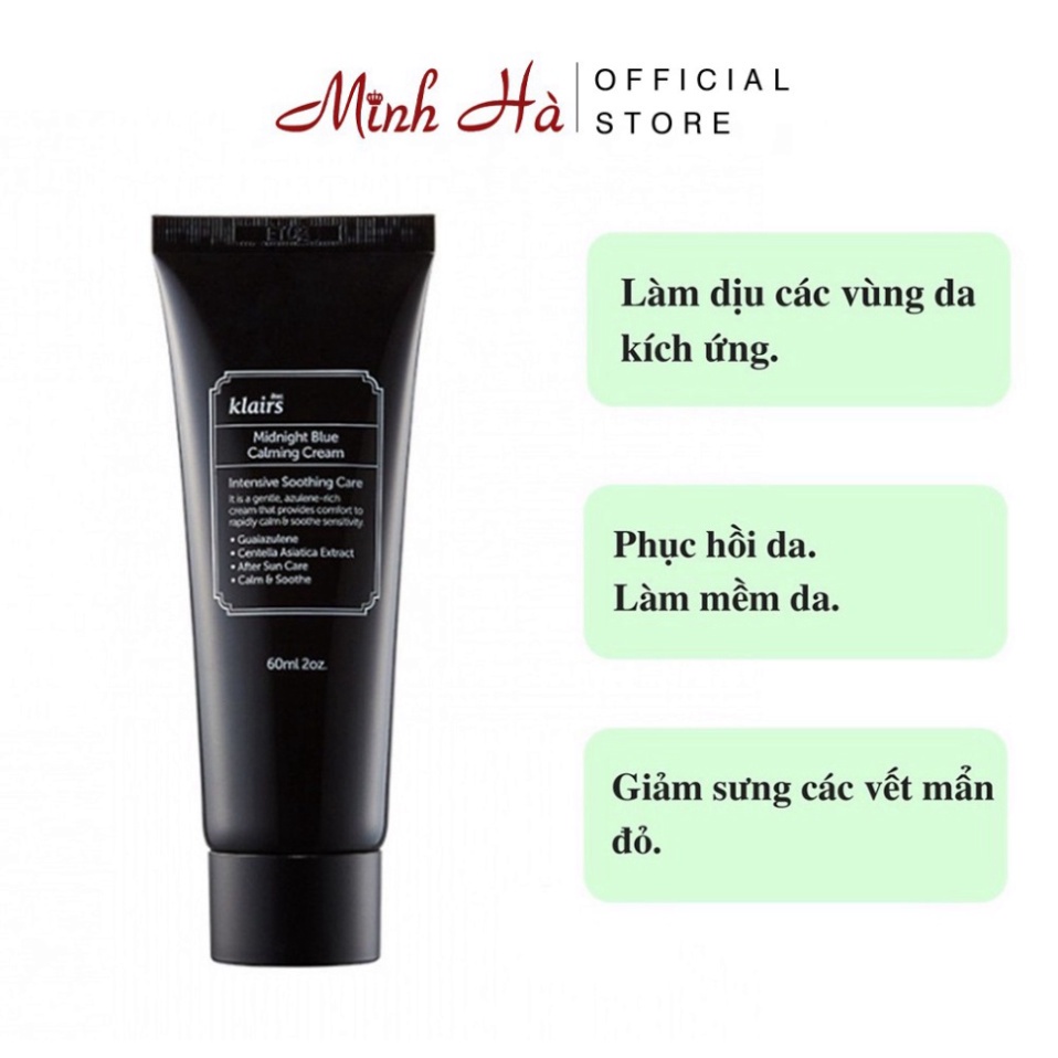 Kem dưỡng da ban đêm Dear Klairs Midnight Blue Calming Cream dạng tuýp 60ml